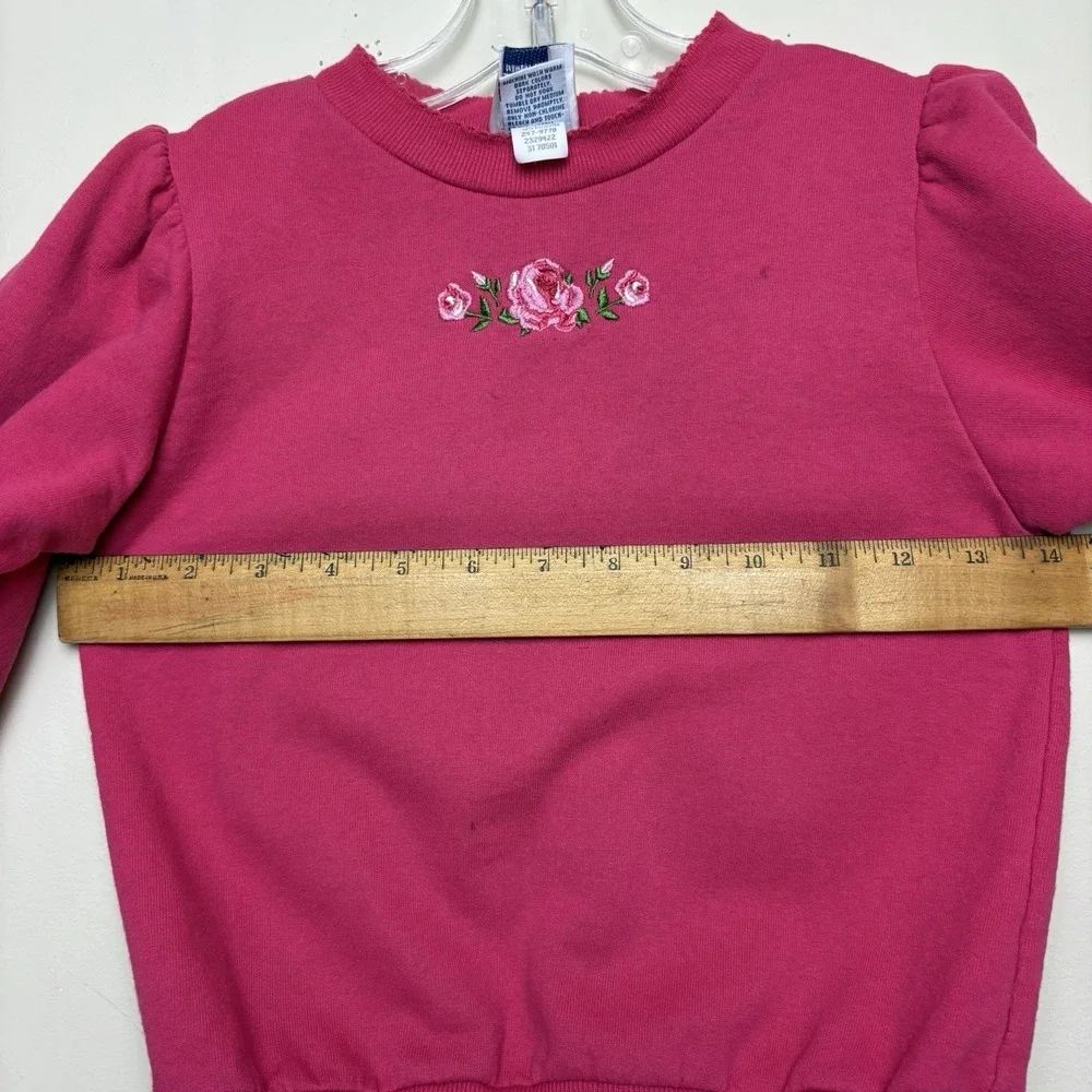 Vintage 1990s Oshkosh B'Gosh‎ USA Girls 4T Embroidered Rose Pullover Sweatshirt